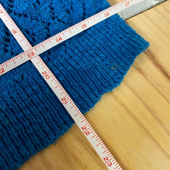 Blue open weave, crochet, eyelet sweater  Size L - Picture 6 of 7